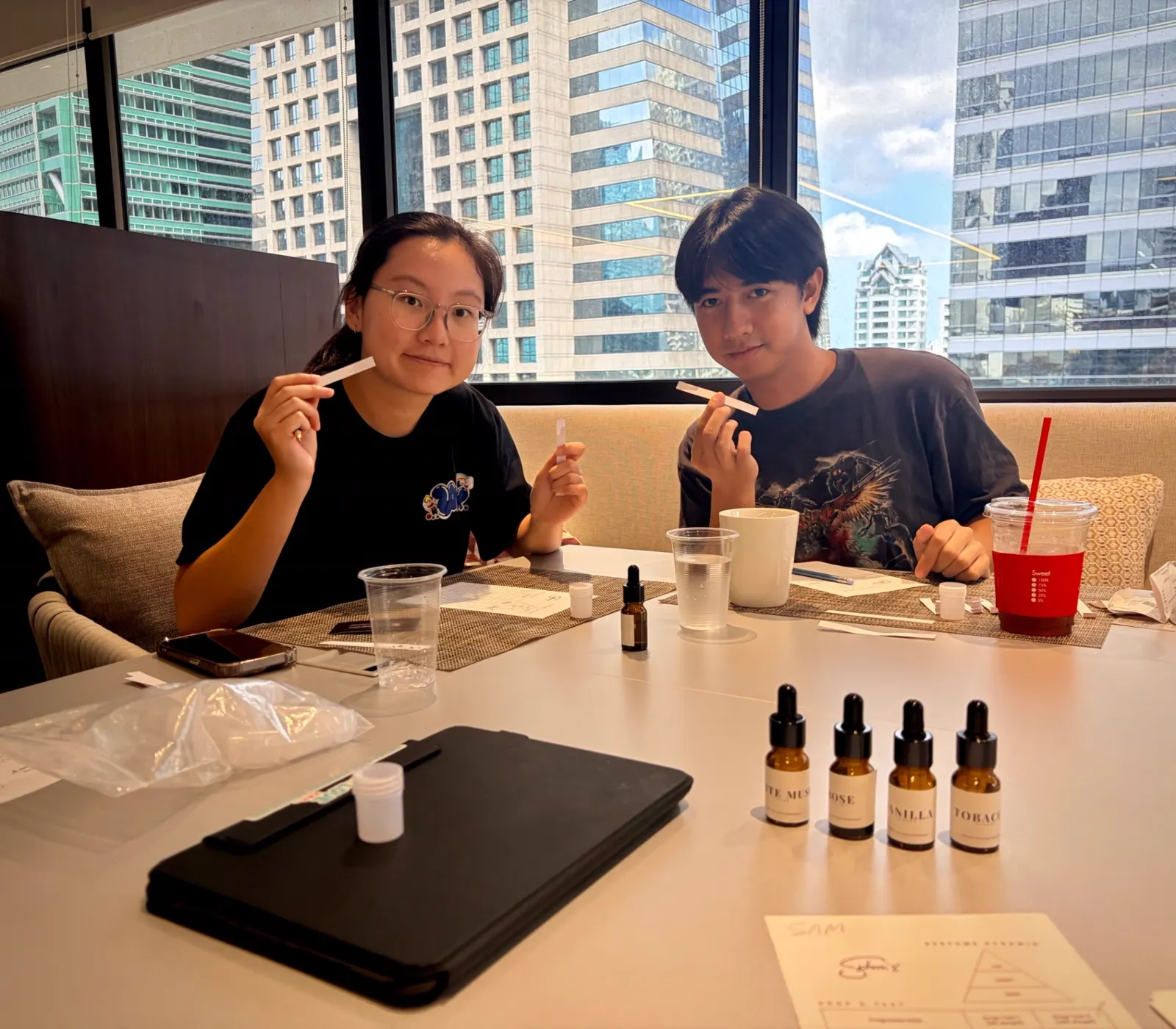 Students taking part in a hands-on scent workshop